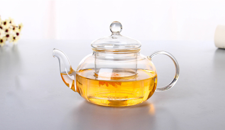 Hochwertige Teekanne aus hitzebeständigem Glas, praktische Flasche, Blumenteetasse, Glasteekanne mit Teeblatt, Kräuterkaffee